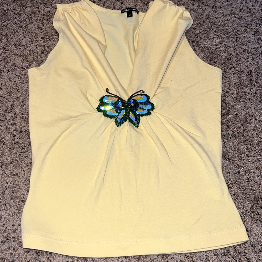 Vintage 2000 butterfly v neck tank